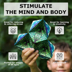 Shashibo magnets connect cubes to form larger structures for visual impact.