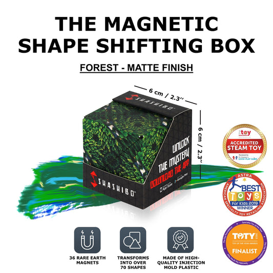 Shashibo magnetic cubes connect to build larger sculptures during collaborative play.