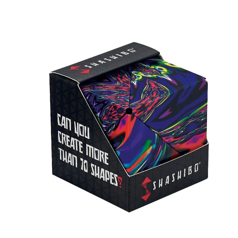 Shashibo magnetic cubes connected assembly displays expandable design and larger sculptures.