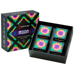 Shashibo Moon shape-shifting box held in hand for focused, tactile play.