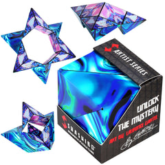 Shashibo Mystic Ocean box closed, inviting hands for focused play