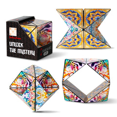 Shashibo Octa magnetic cube in action for focused fidgeting and tactile satisfaction.