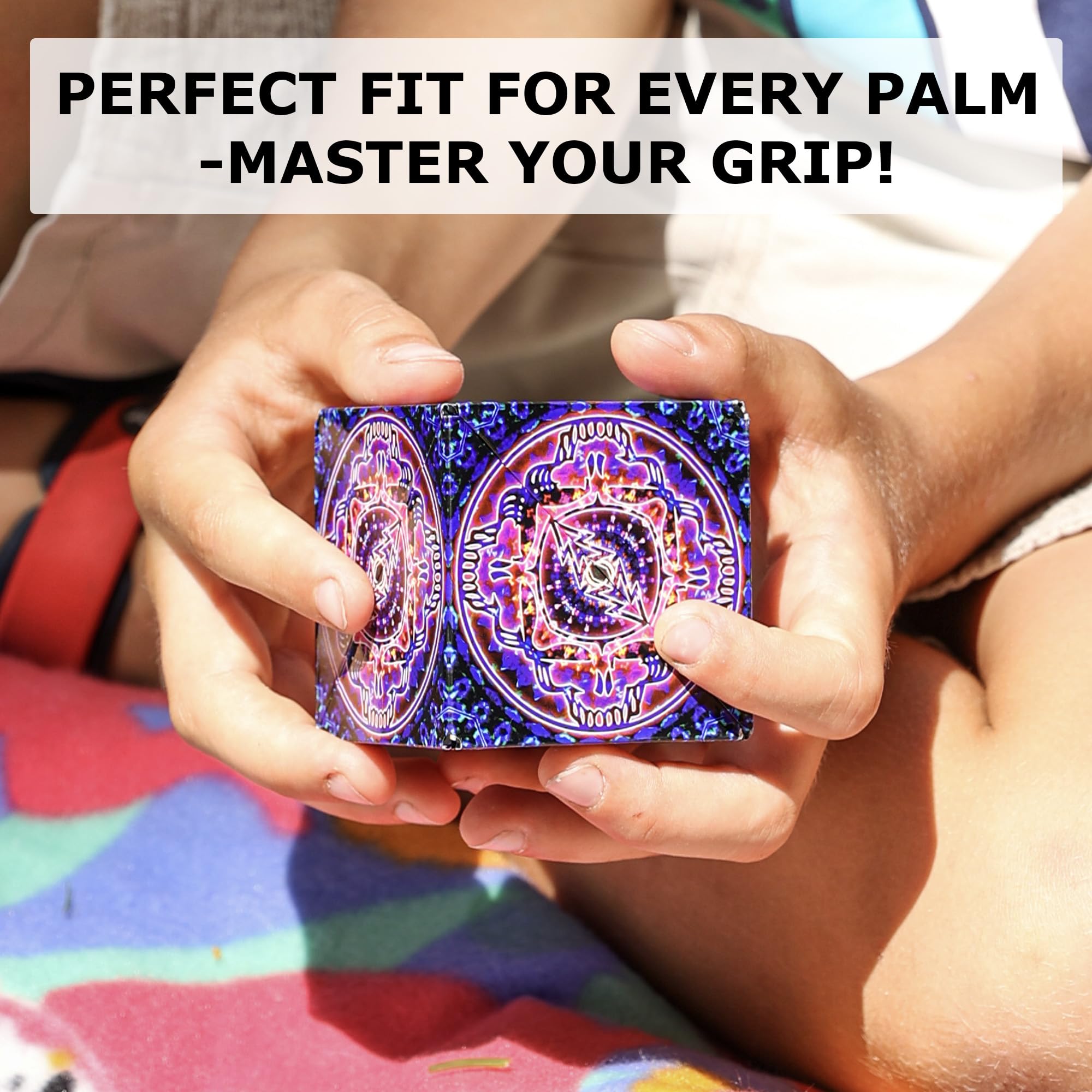 Shashibo four-pattern surface displaying varied artwork for twist-play.