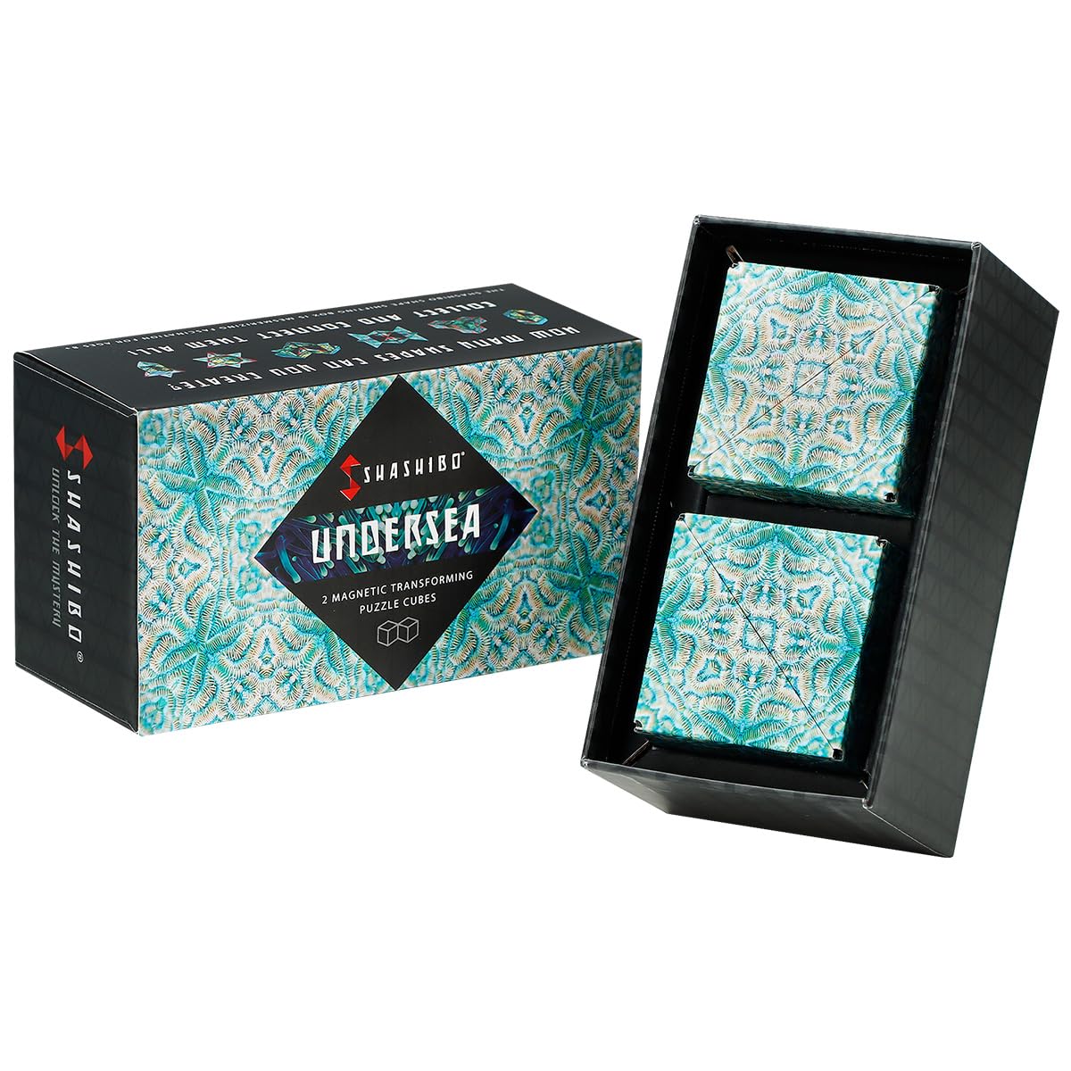 Shashibo shape shifting box showcasing its over 70 possible forms for hands-on fun.