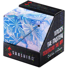 Shashibo Shape Shifting Box in action, transforming into multiple shapes for sensory play.