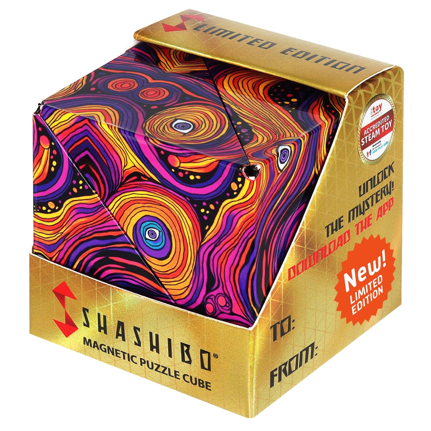 Shashibo shape shifting box transforms in hand for curious play
