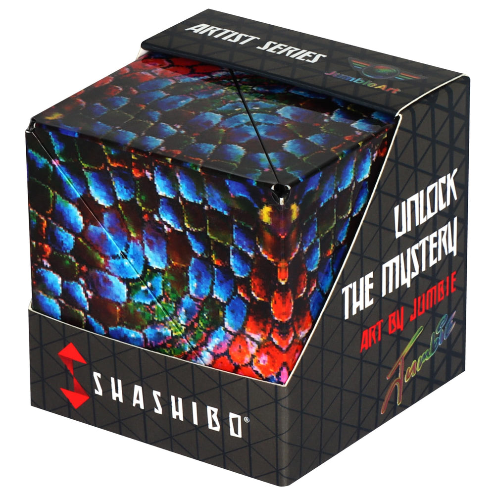 Shashibo shape shifting box demonstrates transforming cube for versatile, tactile play.