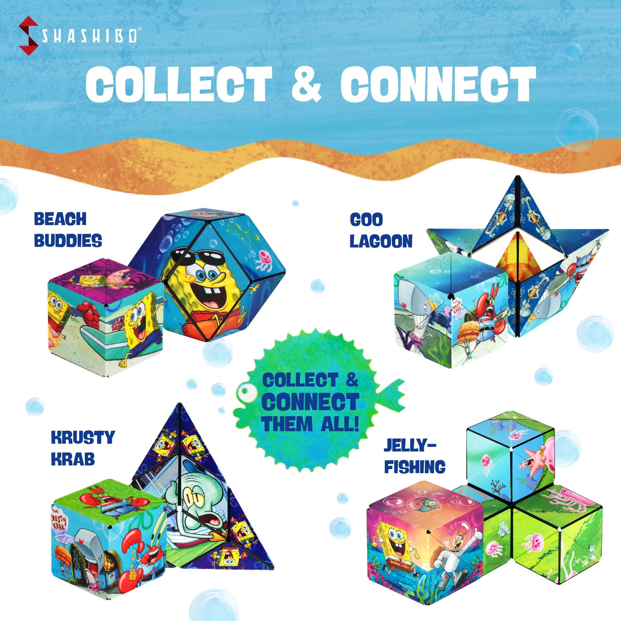 Shashibo SpongeBob edition hand-fit design supports comfortable, long-lasting play sessions.