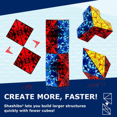 Shashibo Squared Box quick-connect system enables rapid multi-cube builds.