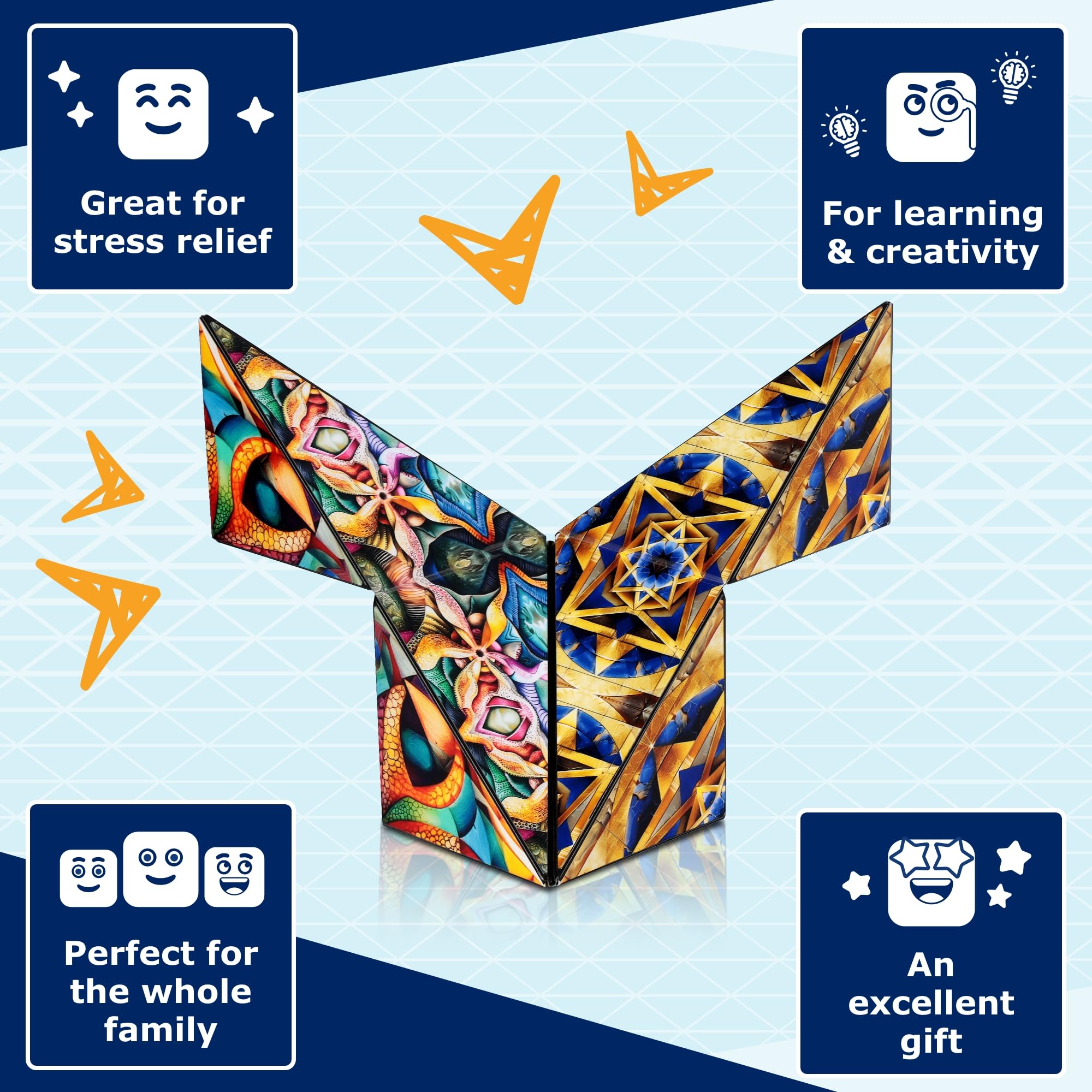 Shashibo Squared connects two cubes to create larger 3D structures for collaborative builds.