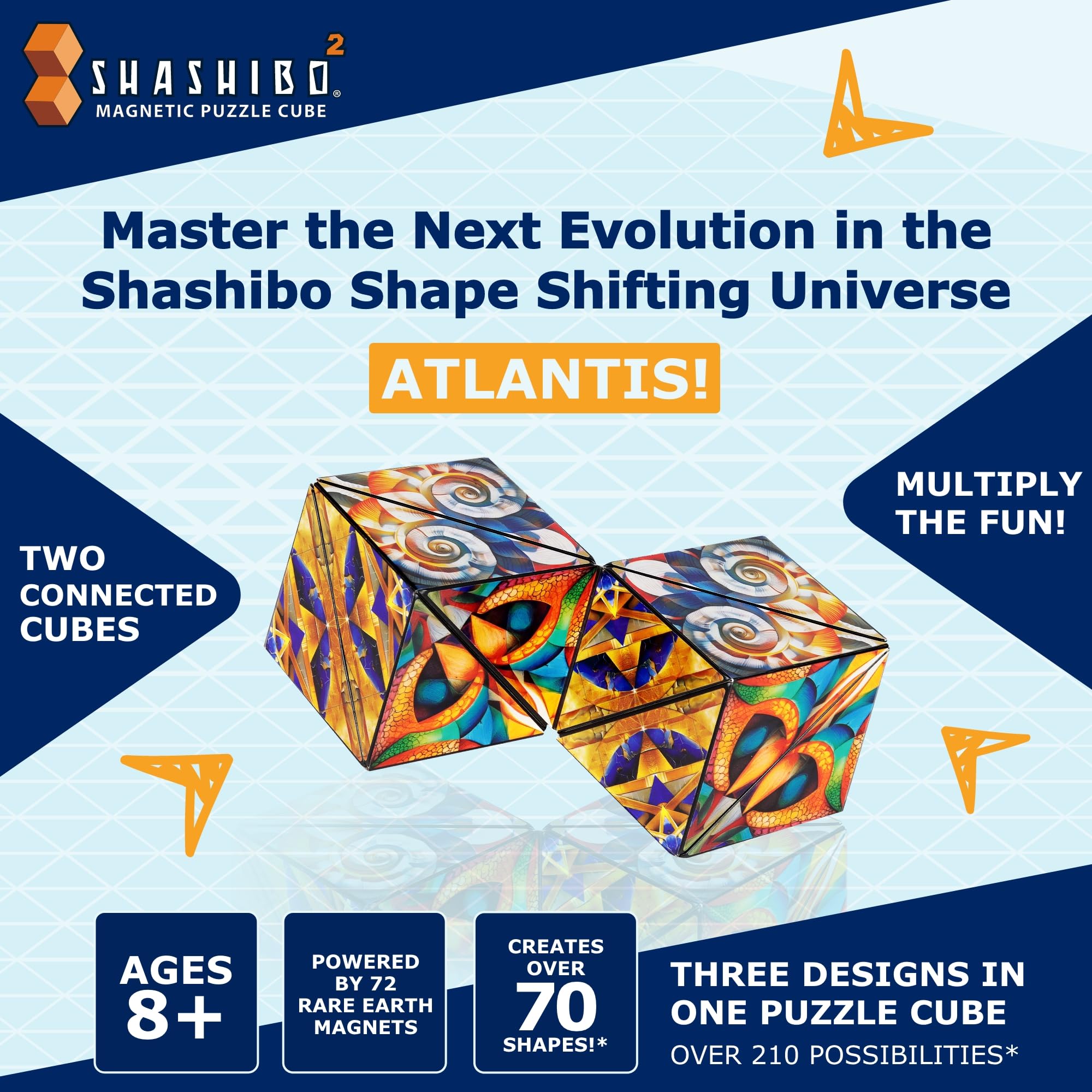 Shashibo Squared transforming shapes demonstrating magnetic versatility for focus and tactile play.