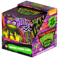 Shashibo TMNT Edition cube close-up showing magnetic puzzle action and vibrant artwork for focused fidgeting.