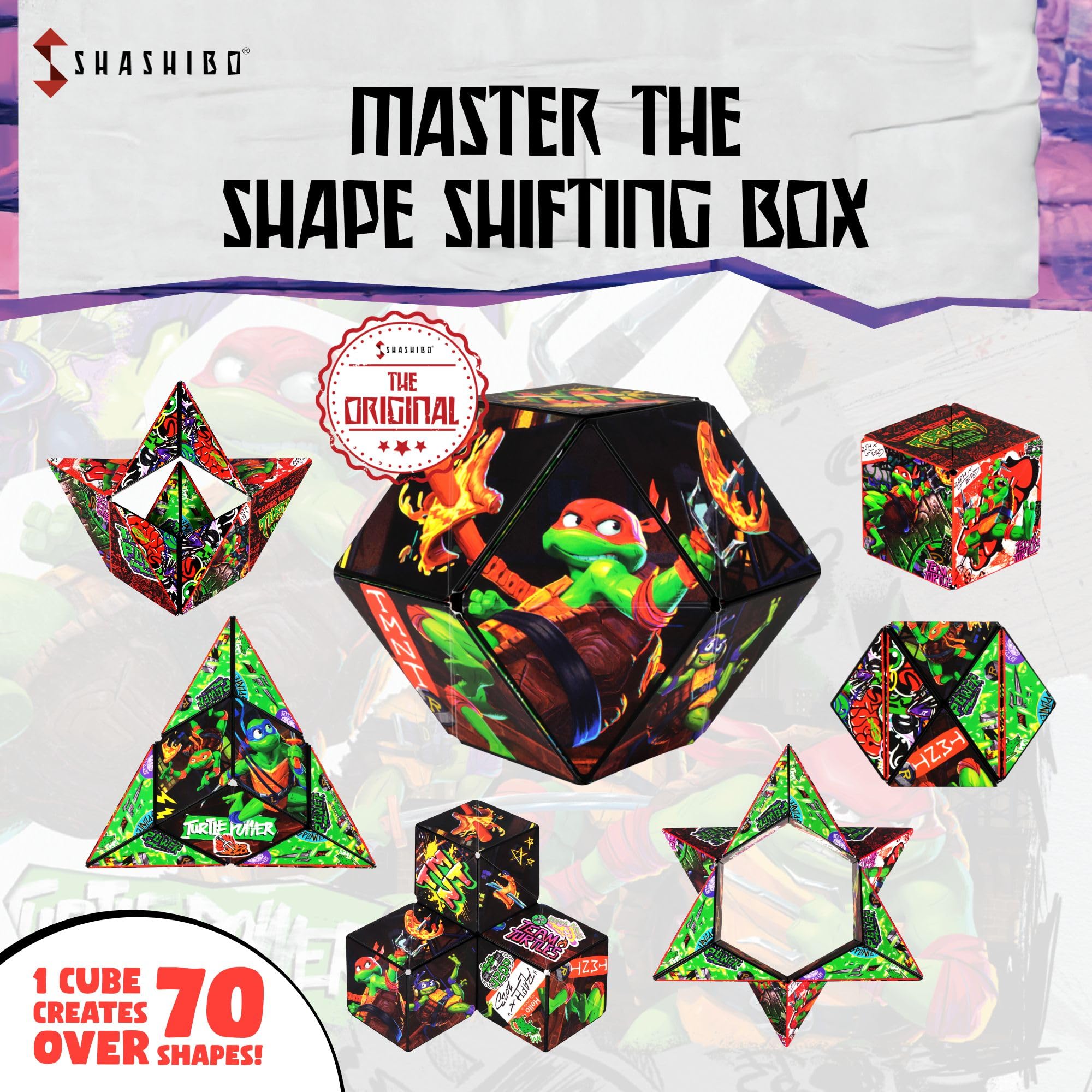 Shashibo vibrant patterns on surface invite visual exploration and tactile curiosity.