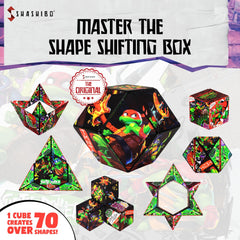 Shashibo vibrant patterns on surface invite visual exploration and tactile curiosity.