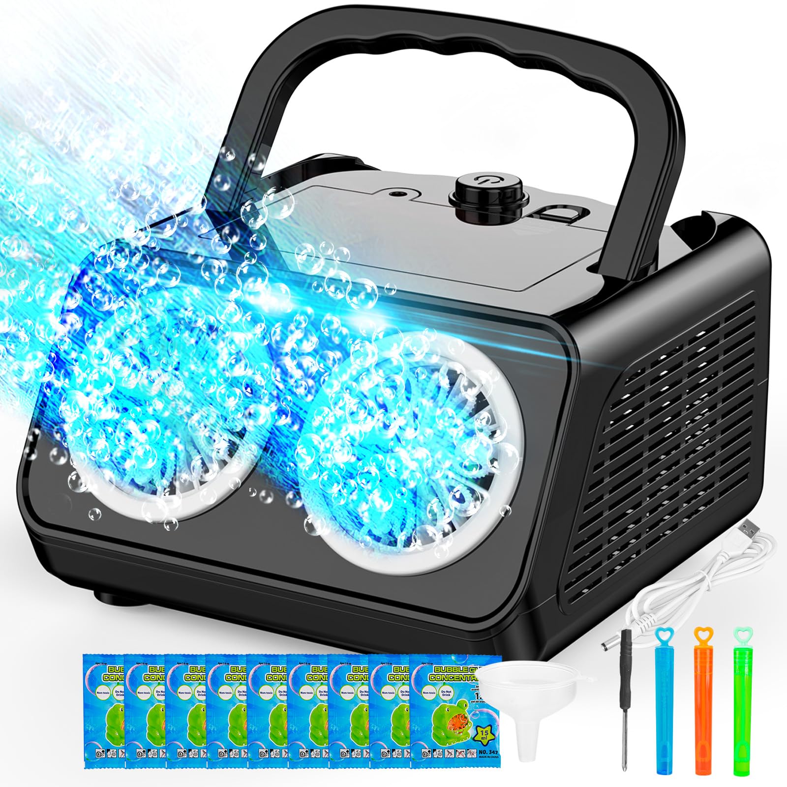 SHCKE bubble machine with two fans for vibrant outdoor celebrations.
