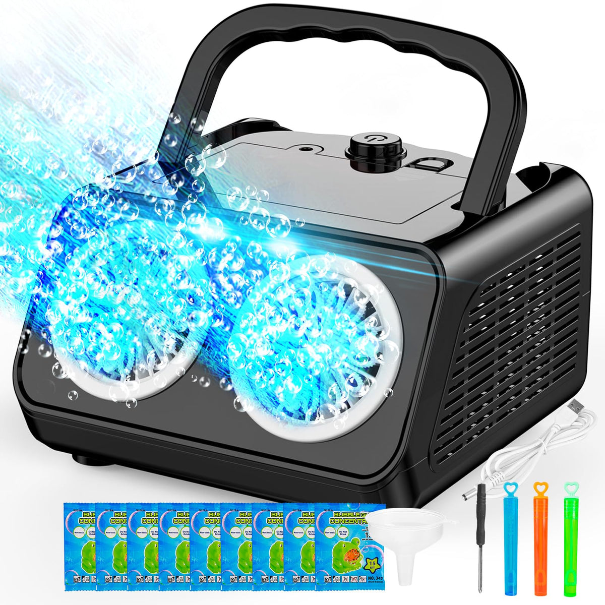 SHCKE bubble machine with two fans for vibrant outdoor celebrations.