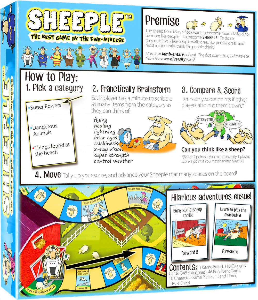 SHEEPLE family laughs during gameplay, ideal for parties and gatherings