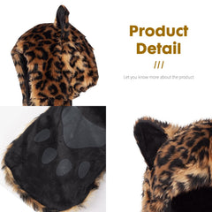 ShellKingdom leopard faux fur hat 3in1 versatility for styling.