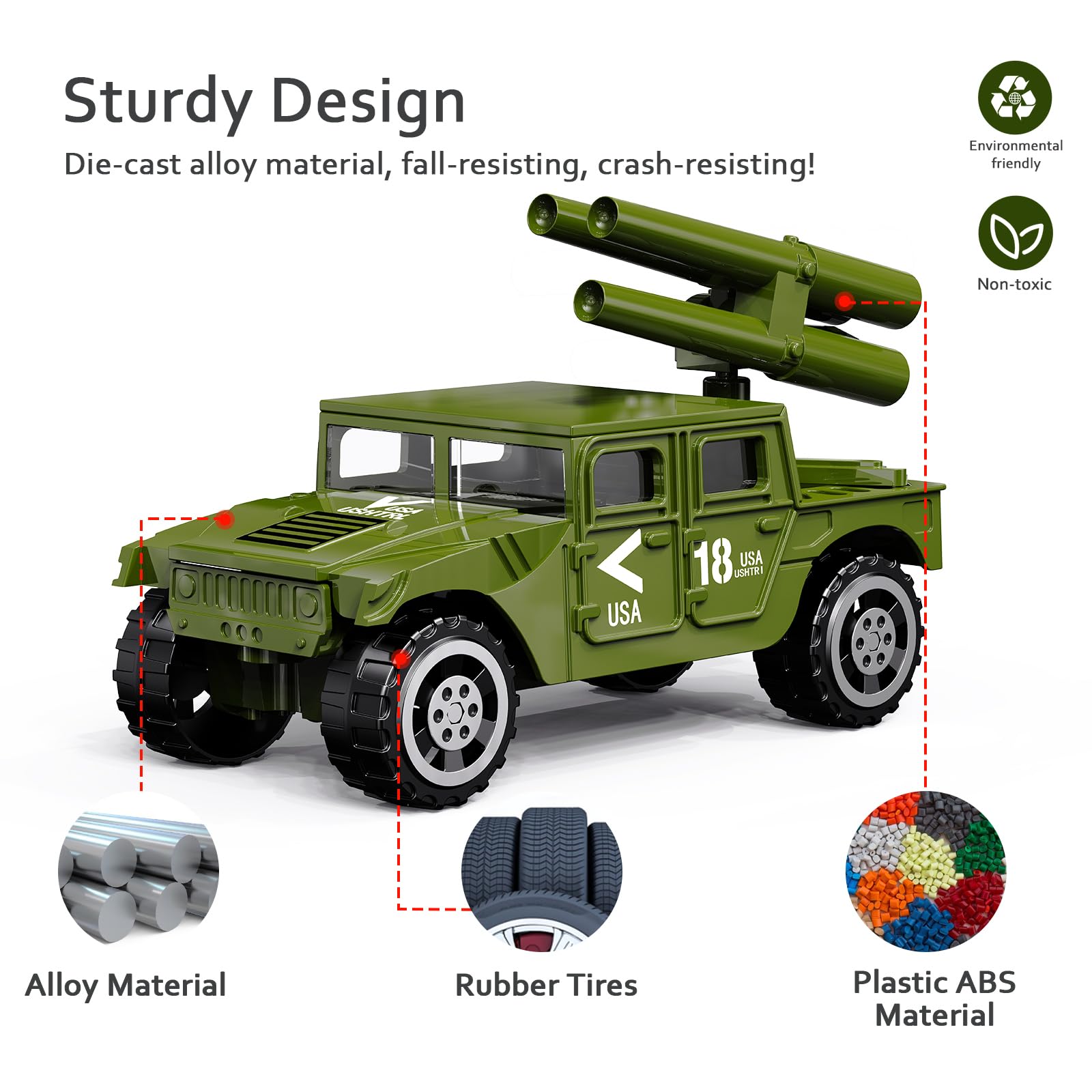 Shellvcase diecast army helicopter side view with rotating joints