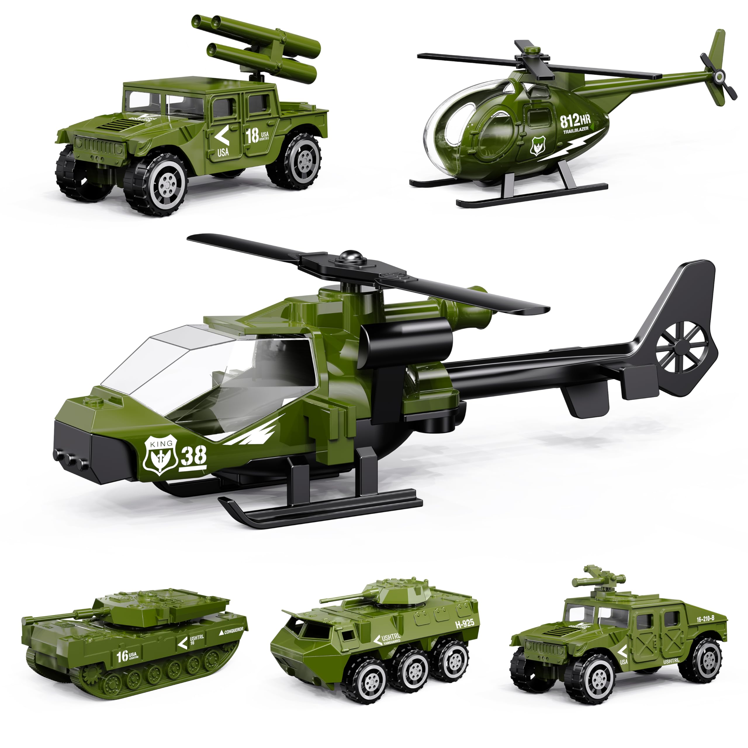 Shellvcase diecast army tank front view showing sturdy metal construction