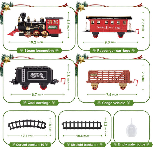 Shemira coal carriage with steam feature enhancing holiday ambiance.