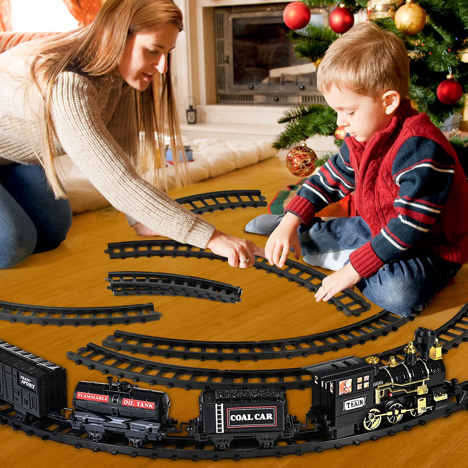 Shemira Christmas Train straight track for stable oval or circle layouts