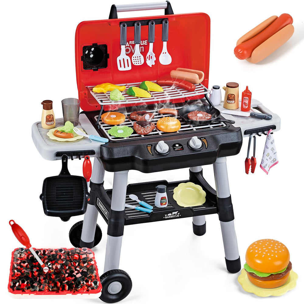 Shemira kids grill playset with two-tier rack for spacious pretend cooking