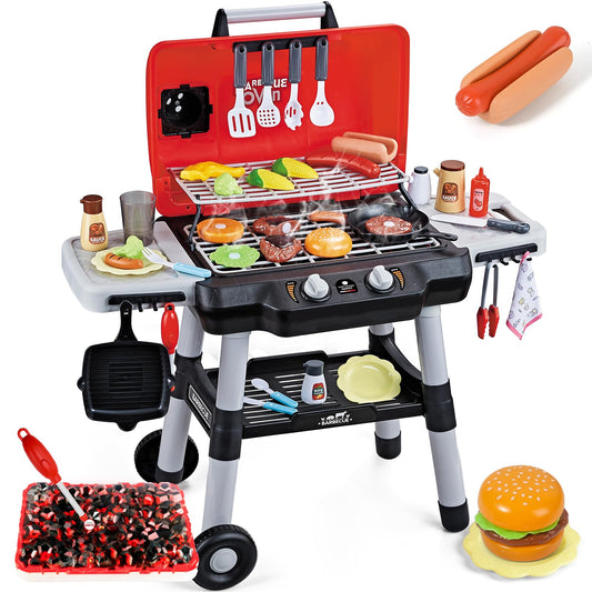 Shemira kids grill playset with two-tier rack for spacious pretend cooking