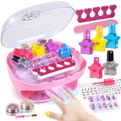 Shemira nail-art-kit-pink-dryer-storage keeps nails dry quickly for busy kids.
