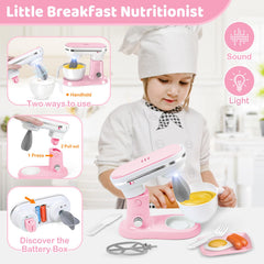 Shemira play kitchen mixer toy with rotating whips for mixing fun.