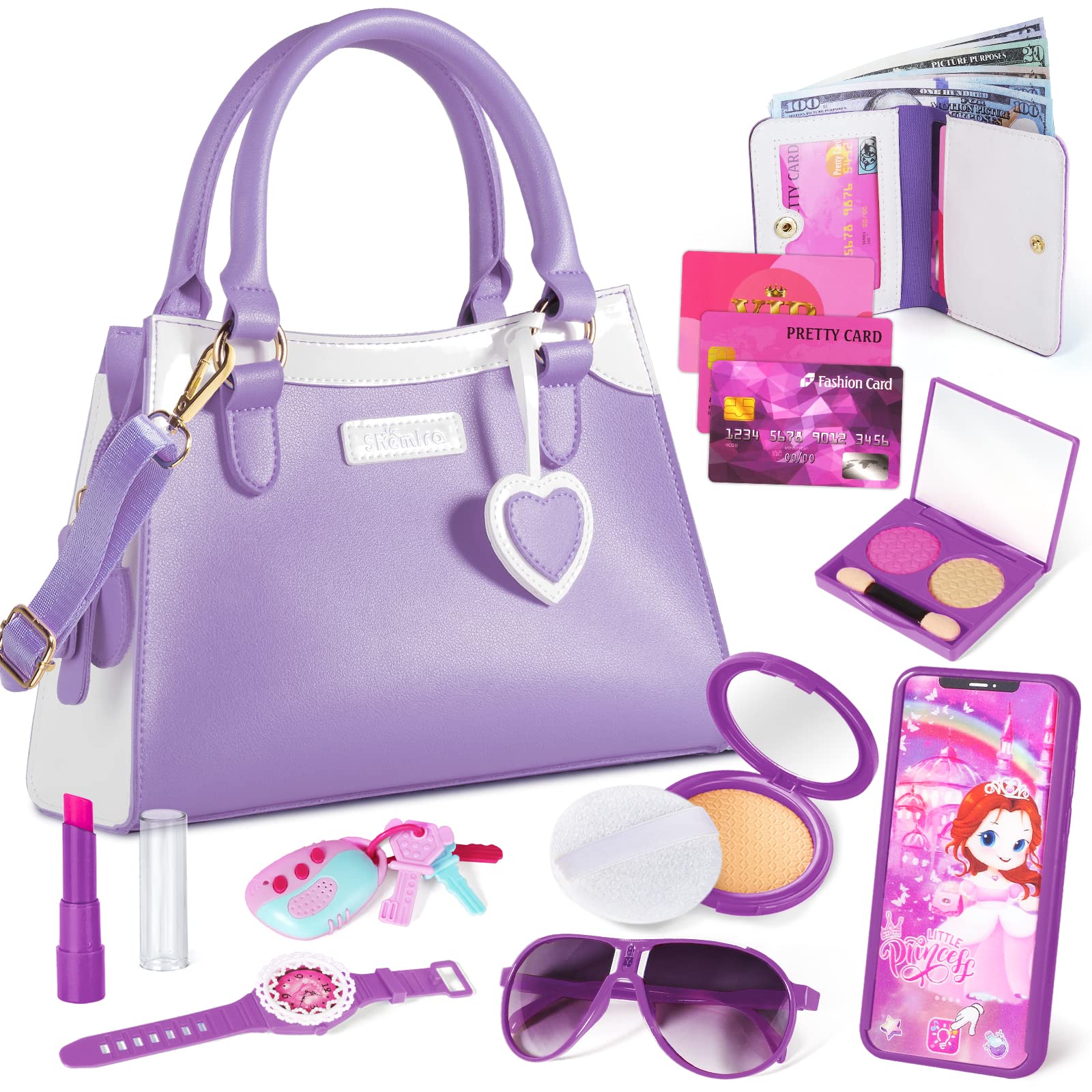Shemira Play Purse in purple for princess pretend play and imaginative shopping.
