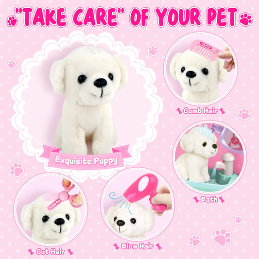 Shemira plush dog toy for pretend pet care