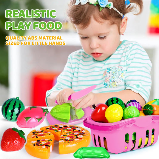Shemira pretend fruits and vegetables with 82 pieces support color recognition and counting.