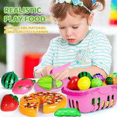 Shemira pretend fruits and vegetables with 82 pieces support color recognition and counting.