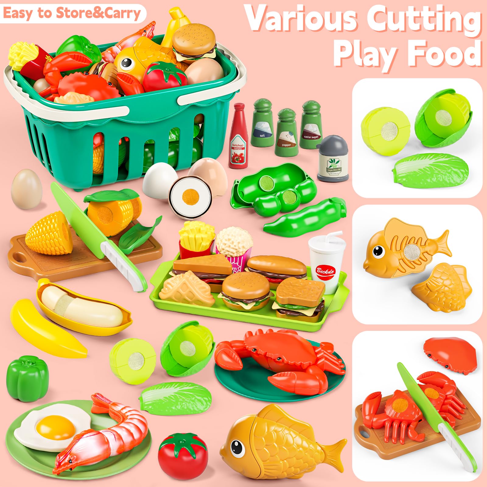 Shemira sliceable fruits and veggies for safe cutting play.