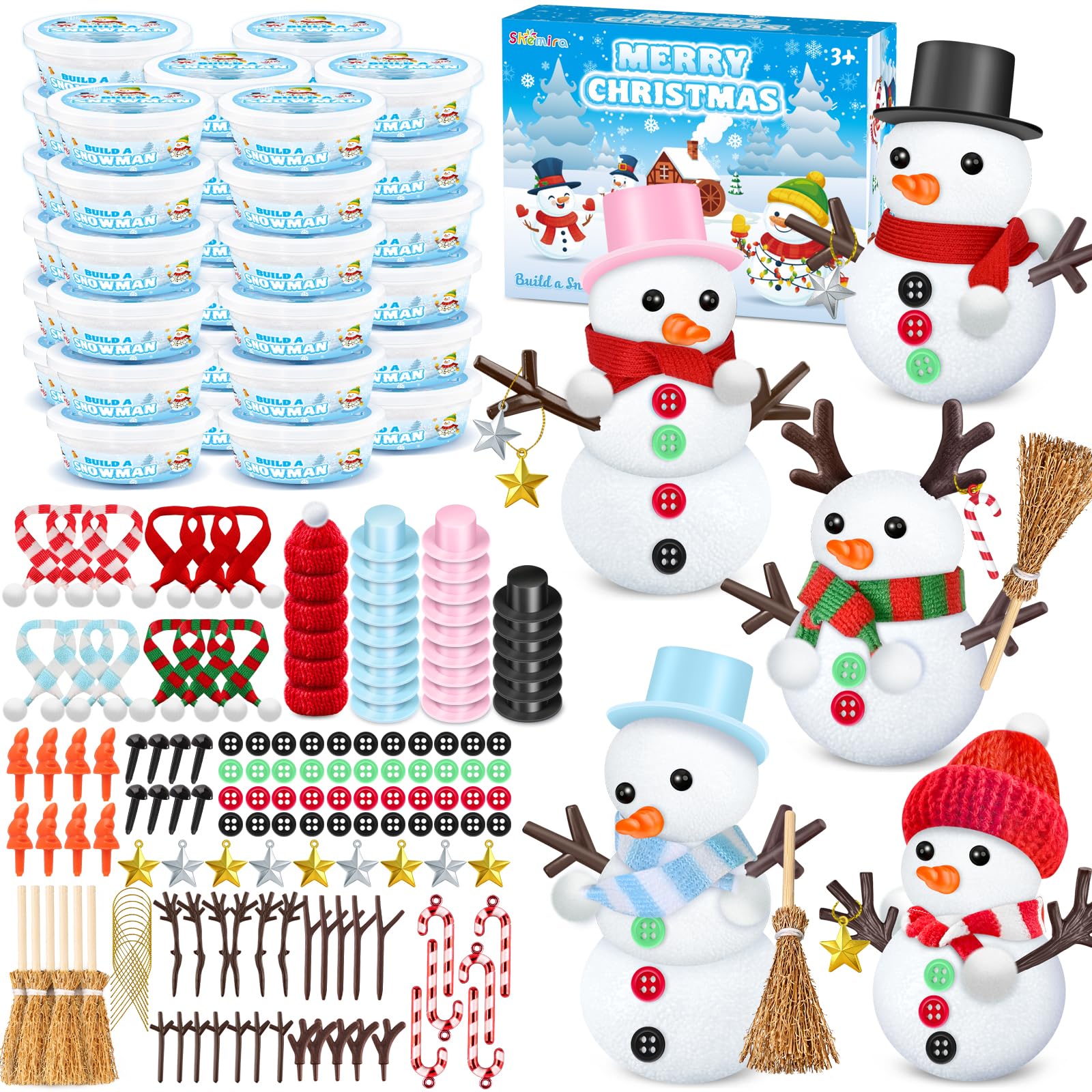 Shemira Snowman Kit assembly scene — encourages creative kids' crafting.