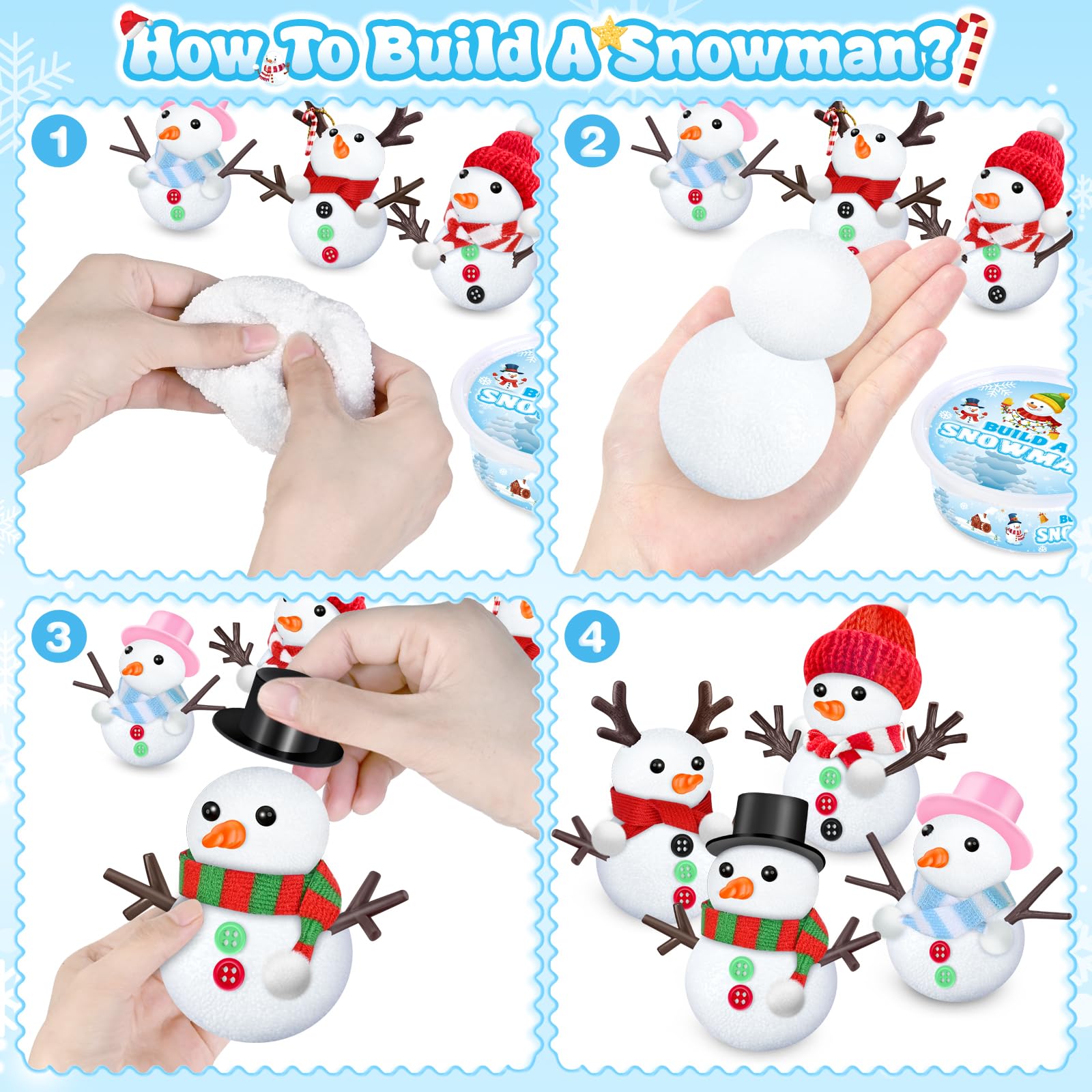 Shemira Snowman Kit family crafting session for kids.