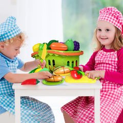 Shemira toy knives and cutting boards encourage safe pretend cooking and fine motor skills.