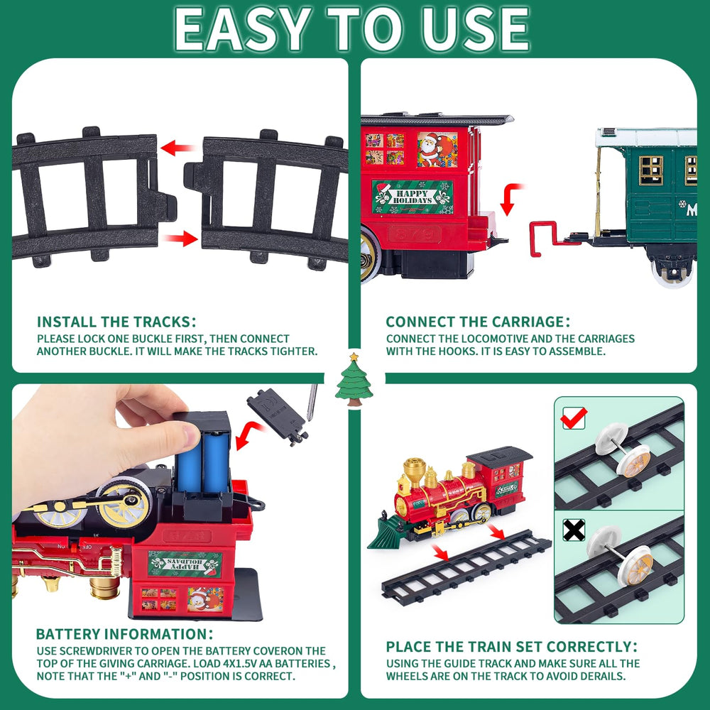 Shemira track set enables circle or oval layouts around the tree
