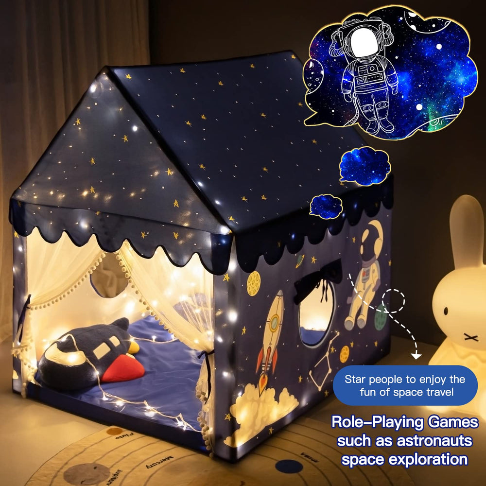 Sherilyn Kids Play Tent blue castle interior shows generous play space