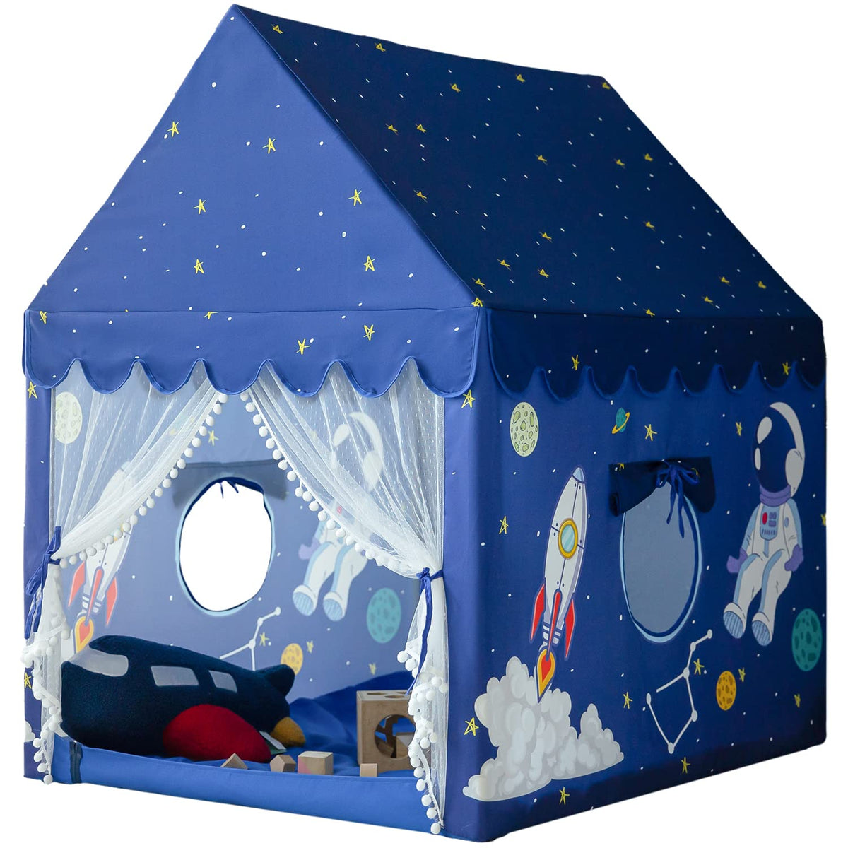 Sherilyn Kids Play Tent spaceship blue front view for imaginative space play