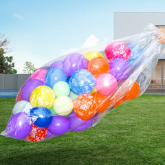 Sherr giant clear balloon bag folds flat for easy storage.