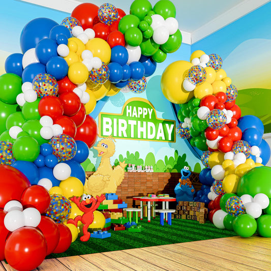 SHERYL DECOR All-in-1 balloon arch kit contents with vibrant colors for quick party decor