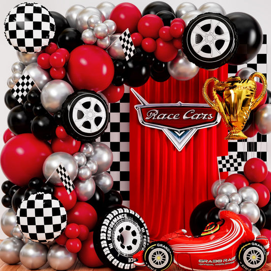 SHERYL DECOR all-in-1 race car arch kit ready for quick DIY Cars party backdrop