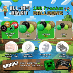 SHERYL DECOR pixel balloon arch kit including glue dots for secure assembly.
