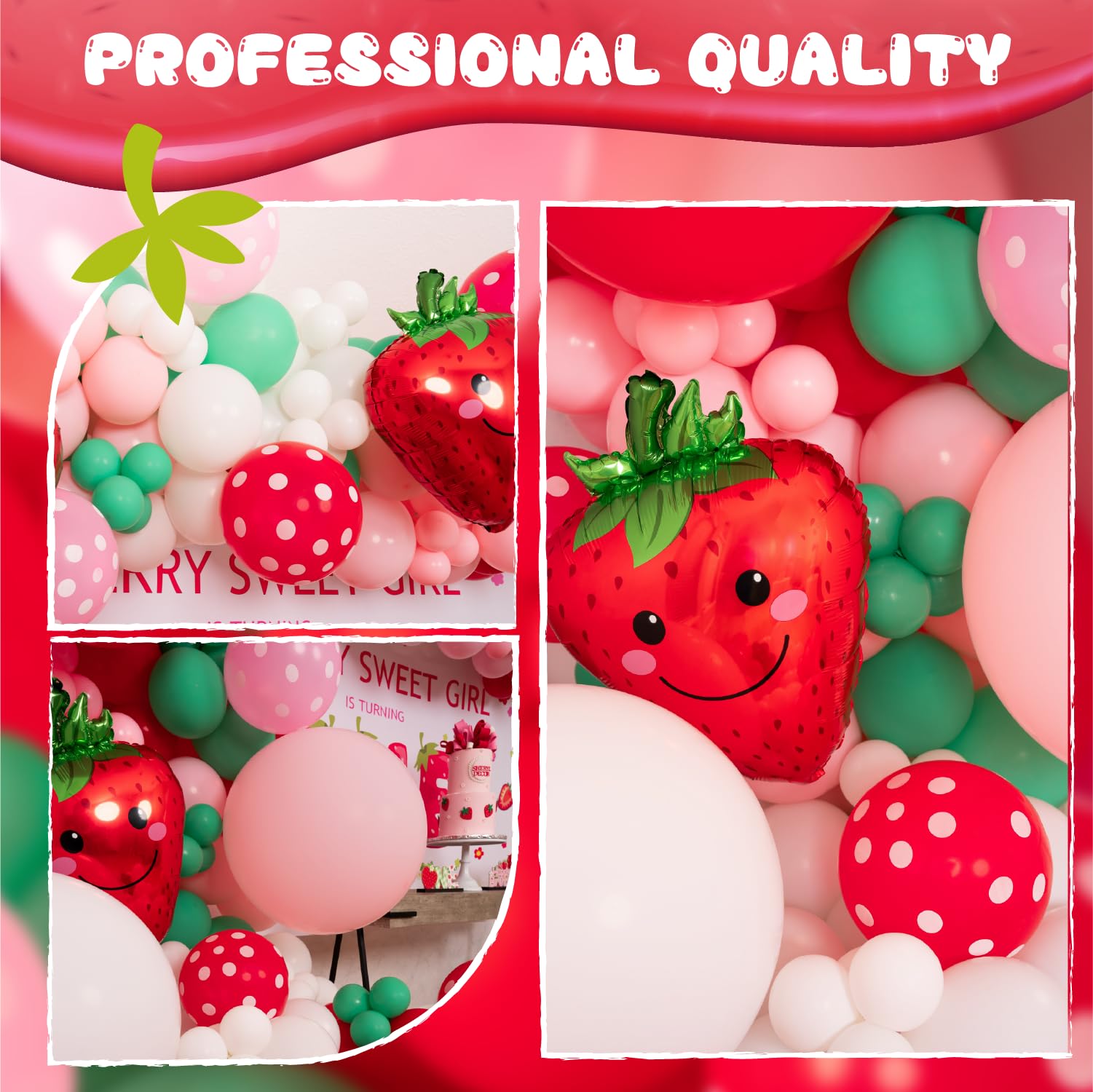 SHERYL DECOR bonus strawberry balloons image highlights added wow factor for parties.