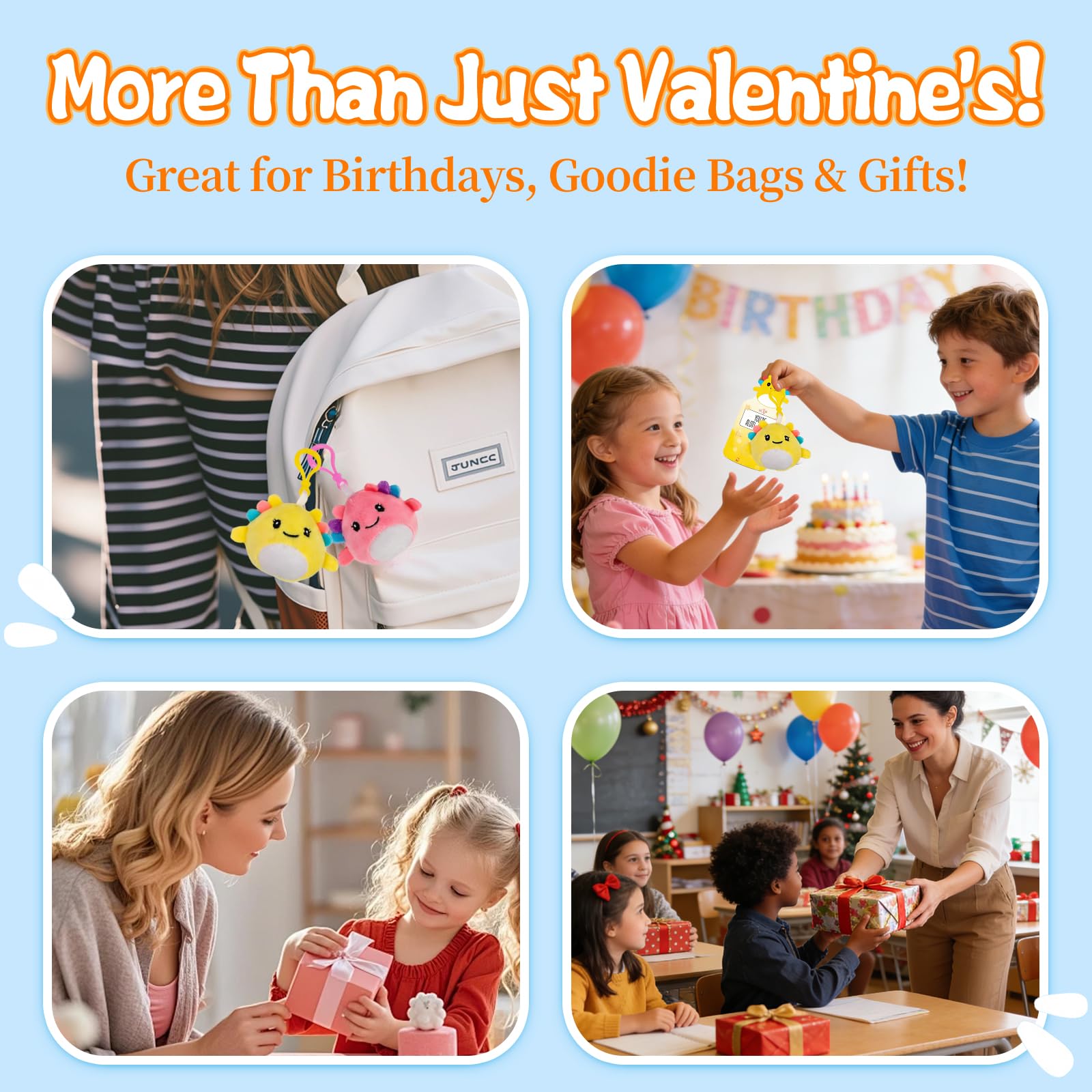 Shestal axolotl Valentine cards with cute designs for classroom exchanges.