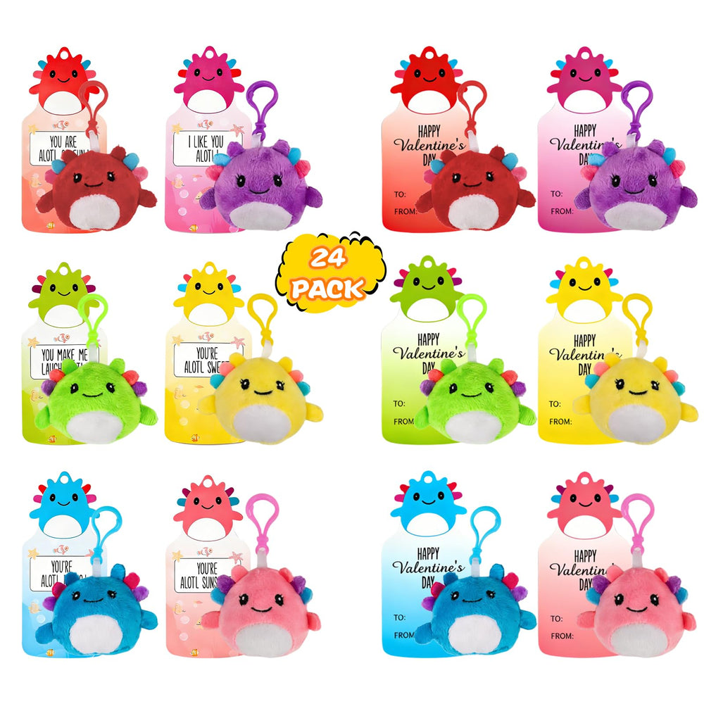 Shestal classroom card-slot design keeps plush securely attached during handouts.