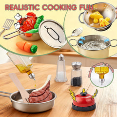 Shimirth steak toy for kids depicted for multi-step pretend grilling