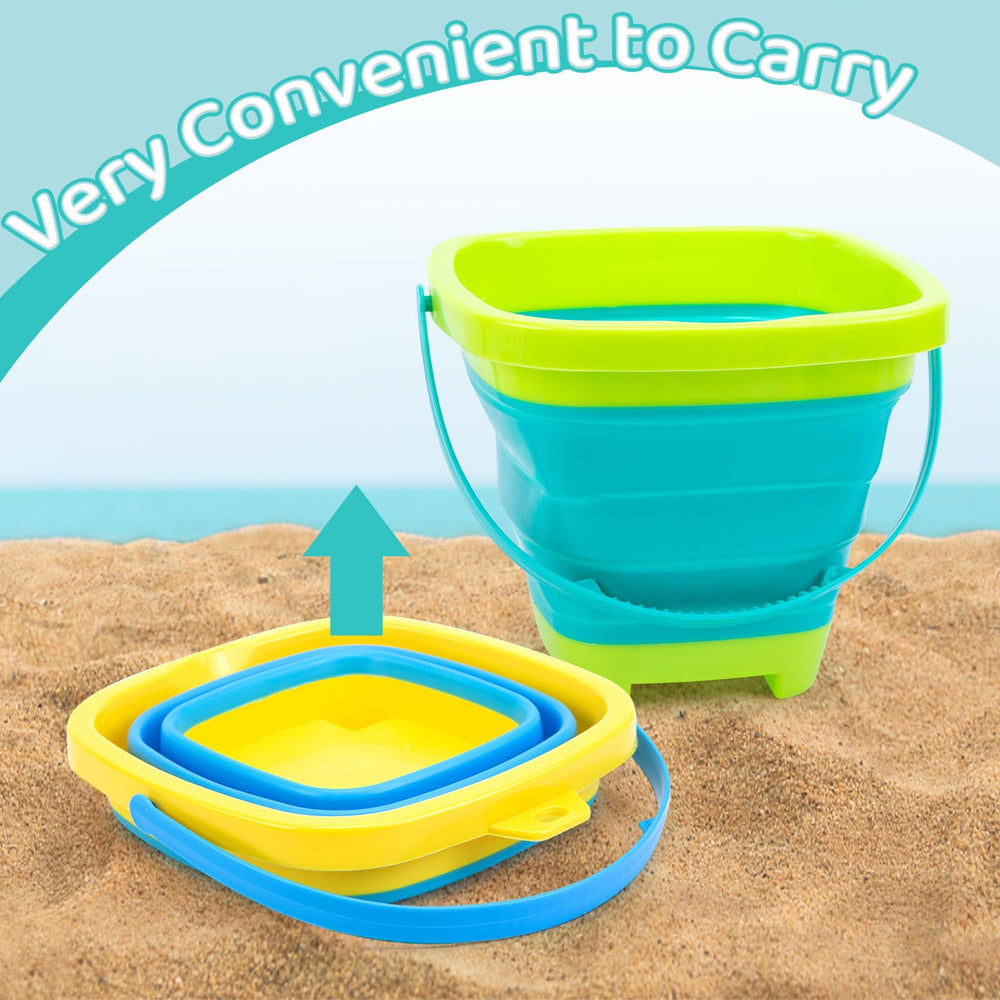 Shindel foldable pail bucket blue and green supports compact storage